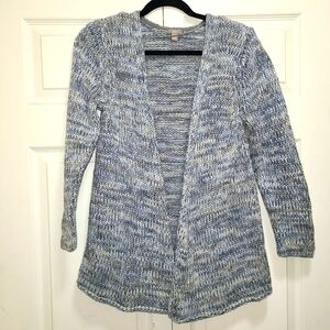J.Jill open front Knit Cardigan cotton white gray blue size M petite‎